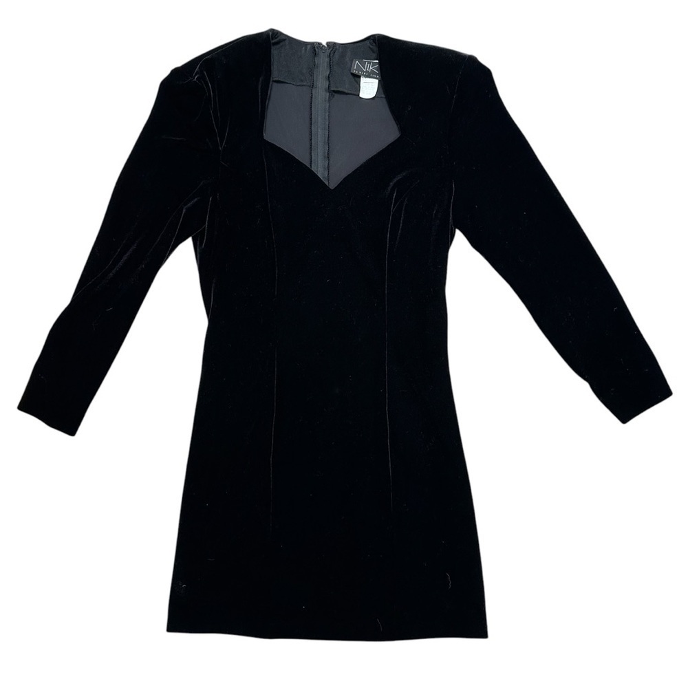Vintage Niki by Niki Livas Size 10 Black Velvet Sweetheart Cocktail Dress